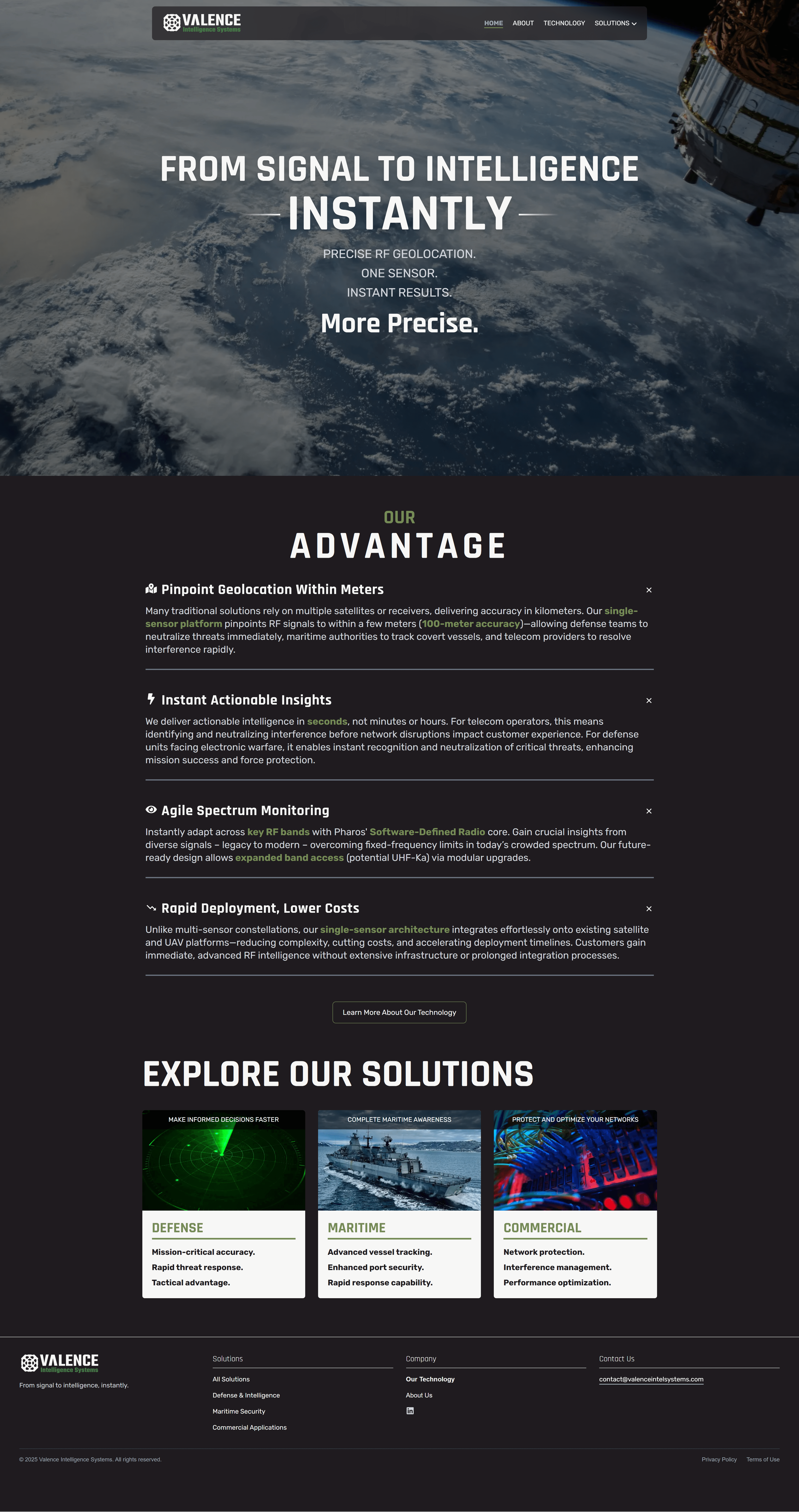 Valence Intelligence Systems Website Mockup